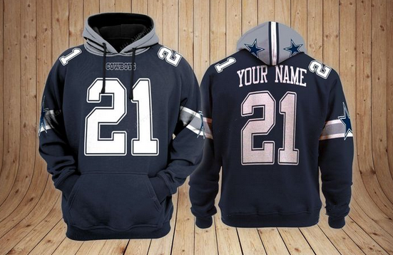 Men's Dallas Cowboys Customized Navy Pullover Hoodie